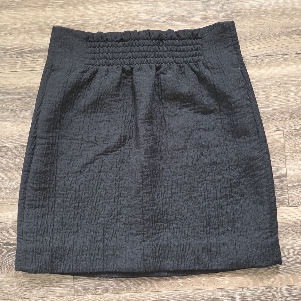 COS Black Crinkle Mini Skirt Size 2 EU 34 Smocked Office S